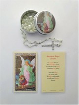 Children&#39;s Glow-in-Dark Rosary with Guardian Angel Rosary Tin &amp; Lam. Prayer Card - £10.66 GBP