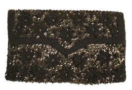 Vintage Purse Black Beaded Silk Satin Evening Clutch Bag 1950S - £23.41 GBP