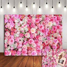 Pink Red Rose Flowers Theme Photography Backdrops 7x5ft Baby Shower Wedding Happ - £24.07 GBP
