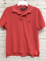 Chaps Mens Stretch Logo Collared Short Sleeve Coral Polo Pullover Shirt S - £2.36 GBP