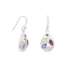 Sterling Silver Multishape Stone French Wire Earrings - £42.23 GBP