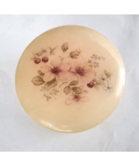 Vintage Alabaster Round Hinged Trinket Box Hand Carved Italy w/Pink Flowers - £23.64 GBP
