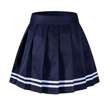 Beautifulfashionlife Girl&#39;s High Waist Pleated Girl School Costume Dark Blue Whi - £17.11 GBP