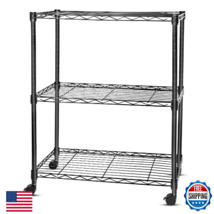 Whitmor 3 Tier Storage Shelves Heavy Duty Wheels Adjustable Wardrobe Rac... - $70.08