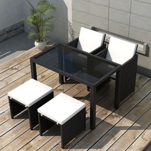 Outdoor Garden Patio 5 Piece Poly Rattan Dining Set With 2 Chairs 2 Stoo... - £289.06 GBP+