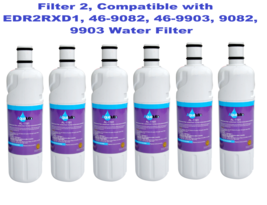 Fit Ice &amp; Water Refrigerator Filter2 EDR2RXD1 Filter W10413645A W10413645 6 Pack - £78.62 GBP