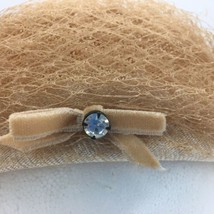 Vintage Woven Pillbox Hat Velvet Bow w Rhinestone for Millinery Parts Re... - $9.99