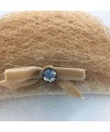 Vintage Woven Pillbox Hat Velvet Bow w Rhinestone for Millinery Parts Re... - £7.97 GBP