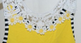 Rare Editions Girls Cotton Lace Sleeves Back Yellow Black Flowers Size 5 image 2