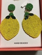 Piper K Dangle Hand Beaded Colorful Lemons? Earrings NIB Yellow &amp; Green - £14.83 GBP