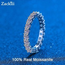 2.2CT 3MM Full Eternity Moissanite Ring Diamond Sterling Silver Eternity Wedding - £54.49 GBP