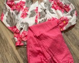 Vtg 90s Blair Boutique Tracksuit Windbreaker Jacket Pants Medium Pink Fl... - £25.30 GBP