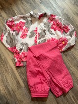 Vtg 90s Blair Boutique Tracksuit Windbreaker Jacket Pants Medium Pink Fl... - $31.76