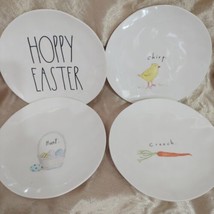 Rae Dunn Set Of Four Easter 6&quot; Dessert Plates Chirp, Carrot, Hunt, Hoppy Easter  - £23.59 GBP