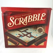 Deluxe Turntable Scrabble Crossword Game Parker Brothers 2001 Burgundy Tiles - £31.64 GBP