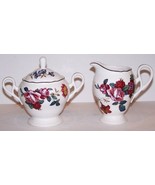 LOVELY NORITAKE PRIMACHINA DAMASK BOUQUET CREAMER &amp; SUGAR BOWL WITH LID - $42.56