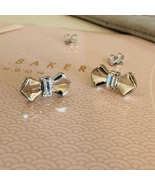 Ted Baker London Susli Bow Stud Earrings,  Silver Plated, Gift Box NWT - £43.46 GBP