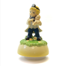 Doctor Pediatrician With Baby Musical Schmid Hard Plastic Figurine 1980 Japan 7&quot; - £15.80 GBP