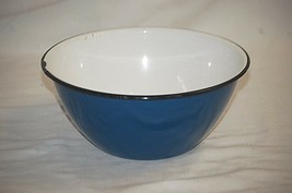 Antique Primitive Blue Mixing Bowl Vintage Graniteware Enamelware Kitchen Tool - £39.56 GBP