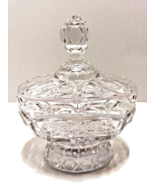 Clear Crystal Candy Trinket Dish With Lid Floral Pattern - Decorative Vi... - $14.13