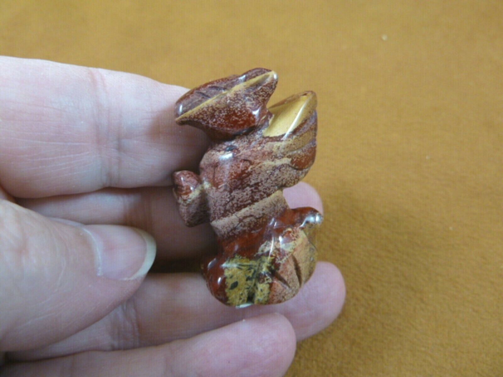 (Y-GRI-571) Red tan GRIFFIN gryphon gemstone carving figurine statue Eag... - $14.01