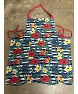 Pantry Bib Apron w/Ties and Large Pockets Red Flowers - £6.17 GBP