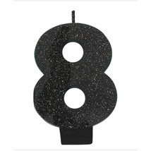 Black Glitter #8 Molded Shape 8th Birthday Candle Party Cake Decorations... - £3.09 GBP
