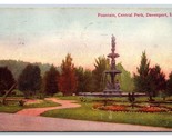 Central Park Fountain Davenport Iowa IA DB Postcard Y4 - £3.07 GBP