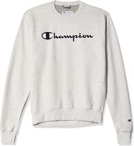 Champion Men's Powerblend Fleece Logo Sweatshirt - Oatmeal Heather-Small - $24.99