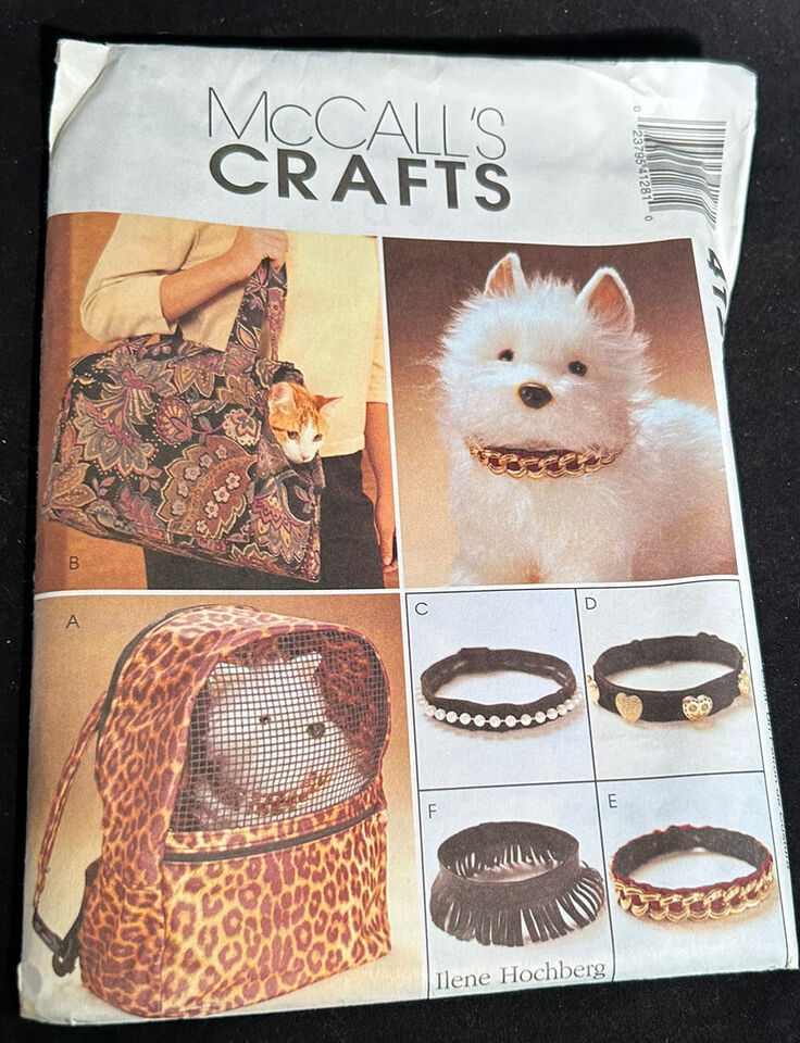4128 McCalls Crafts Sewing Pattern Pet Carrier Collars Crisp Uncut Home Decor - $8.91