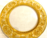 Vintage Clear Glass Salad Plate with Etched Deer, Church Yellow Rim - $9.49