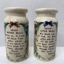 Vintage Ceramic Salt And Pepper Shakers Grace Prayers For Before And Aft... - £3.99 GBP