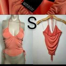 Peach Pink Halter Ruched Top   Size S - $18.70