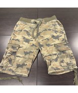 Camo Cargo Shorts Elastic Waist Drawstring Casual Mens Size M - $27.34 CAD