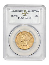 1870-S $10 PCGS AU55 ex: D.L. Hansen - £14,540.47 GBP