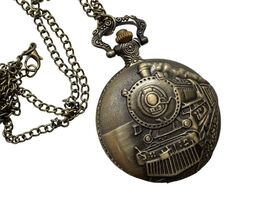 Vintage Pocket Watch with Fantasy Locomotive Design - $32.51 CAD