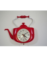 Vintage 1960&#39;s General Electric Telechron Teapot Kettle Red wall clock #... - €86,22 EUR