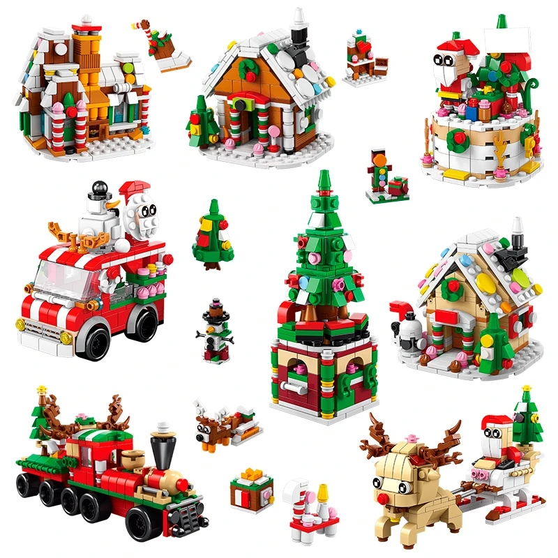 6 In 1 Creative Christmas Series Building Blocks Set Kawaii Reindeer Winter - £10.67 GBP+