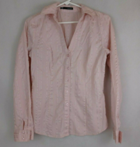 Maurices Women&#39;s Pink Long Sleeve Button Up Satin Stripe Blouse Size Small - £13.02 GBP