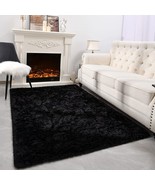 Espiraio Black Shaggy Rugs For Bedroom Living Room, Super Soft Fluffy Fu... - £28.60 GBP