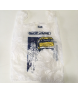 Vintage shop n save grocery store school bus graphics plastic bag movie ... - $19.75