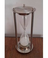 Metal Silver Color Time Keeper Hour Glass Antique Vintage Show Piece San... - €53,45 EUR