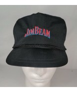Vintage Jim Beam Nylon Snapback Roped Hat Cap Black Center Logo &amp; Back L... - £14.88 GBP