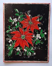 Christmas Greeting Card Gleam N Glitter Poinsettia Flowers Retro Mid Cen... - $8.90