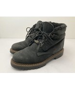 Vintage Sorel Ankle Boots Black Leather Size 8, EU 39 Shearling Lined - $29.69