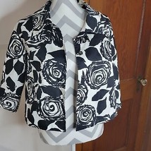 Cute Black/White Floral-Patterned Katherine New York Cotton Crop Jacket ... - £17.28 GBP