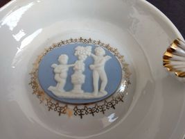 Vintage Ucagco Ceramics Ashtray & Small Footed Bowl - Wedgwood style -White Blue image 3