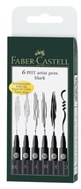 Set De 6 ( XS,S,F,M,B,C ) Faber Castell Pitt Artista Plumas Tinta Negra Arte - £20.27 GBP