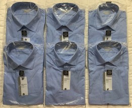 Van Heusen Dress Shirt Mens Wrinkle Free Long Sleeve Fitted Blue *Choose Size* - £9.80 GBP
