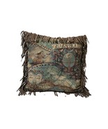 Old Style World Map Americas New World Woven Tapestry Fringe Pillow 13x1... - $1,002.02 MXN